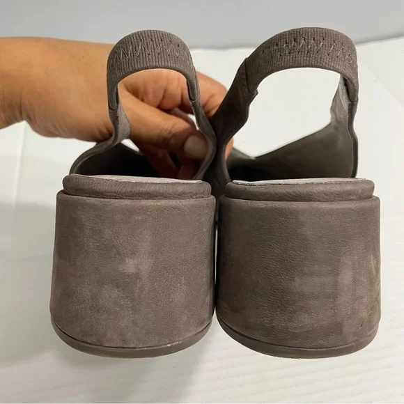 Eileen Fisher Devi Nubuck Slingback Wedge Sandals - Picture 8 of 11